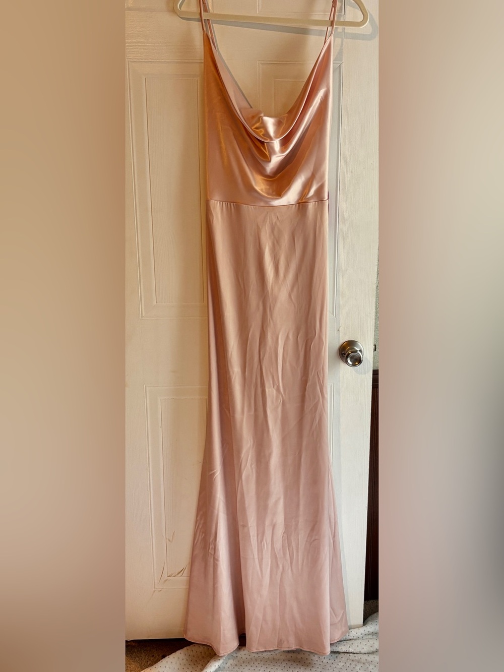 Vow’d NWT Blush Satin Cowl Neck Tie Back Maxi Dress Size 12